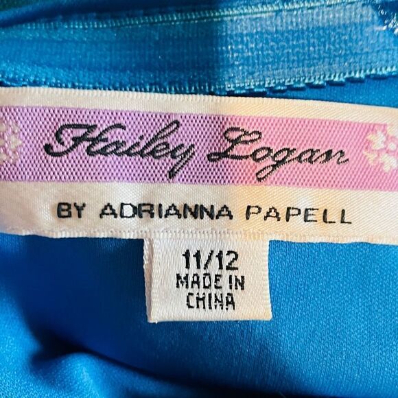 𝅺ADRIANNA Papell Hailey Logan Blue Ombre Sequin Prom Graduation Semi Dress - Picture 7 of 16